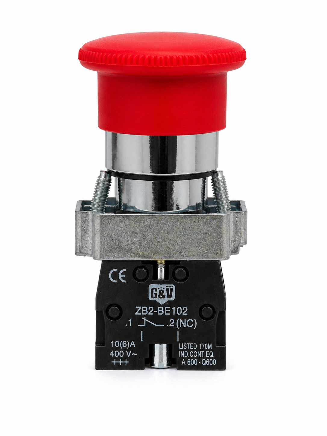 Paro de Emergencia Tipo Hongo 22 mm – 1 Contacto NC (Normalmente Cerrado)