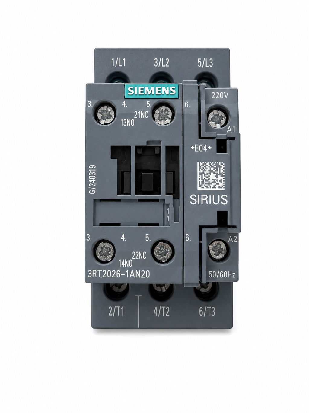 Contactor Siemens 3RT2026-1AN20 – 25A | Bobina 220V AC | 3 Polos + 1NO/1NC
