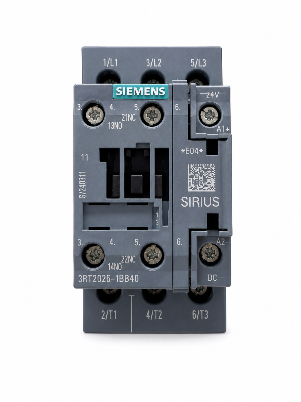 Contactor Siemens SIRIUS 3RT2026-1BB40 | Bobina 24 VDC | 25A | 1NO + 1NC