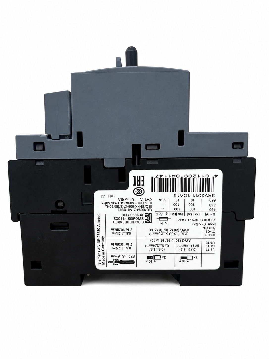 Guardamotor Siemens SIRIUS 3RV2011-1CA15 | Ajuste 1.8–2.5 A | Protección para Motor