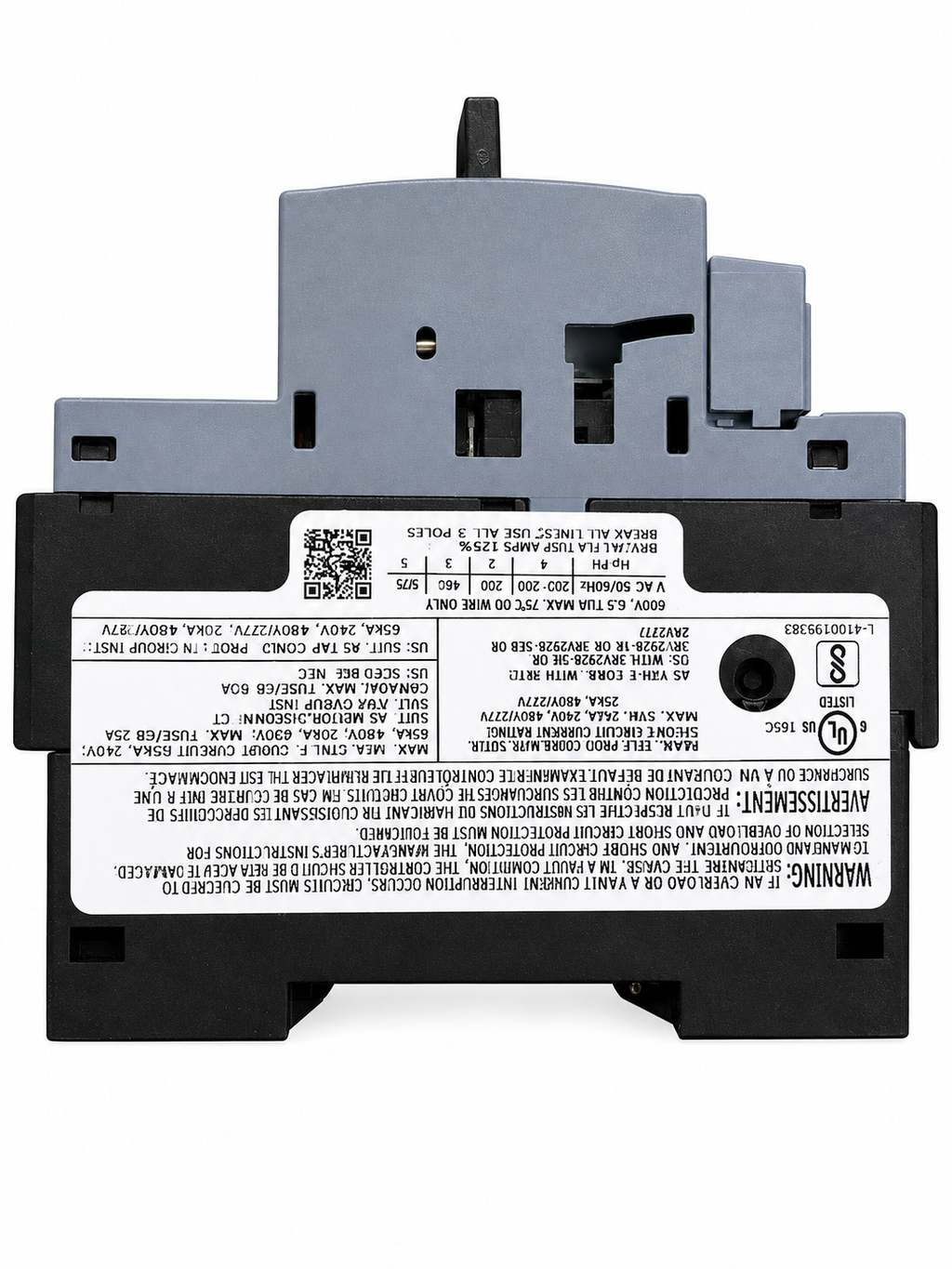 Guardamotor Siemens SIRIUS 3RV2011-1GA15 | Ajuste 4.5–6.3 A | Protección para Motor