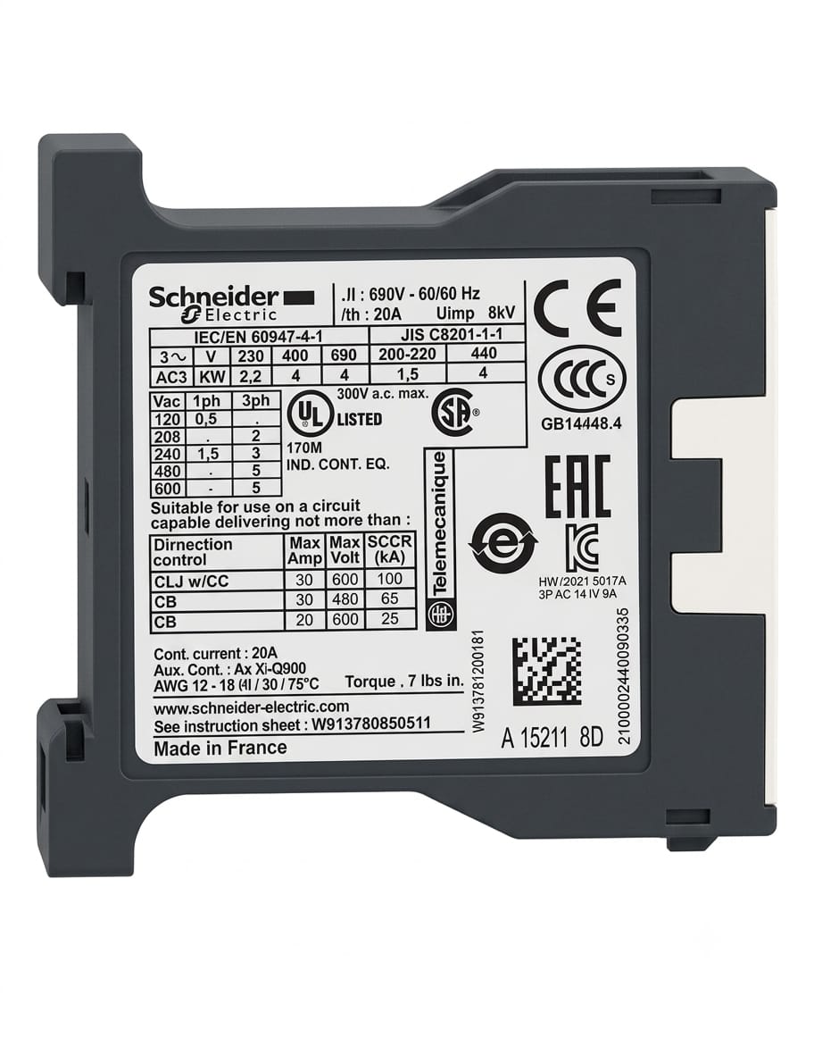 Contactor Schneider Electric TeSys K LP1K0910BD | 9 A | Bobina 24 VDC | 3 Polos