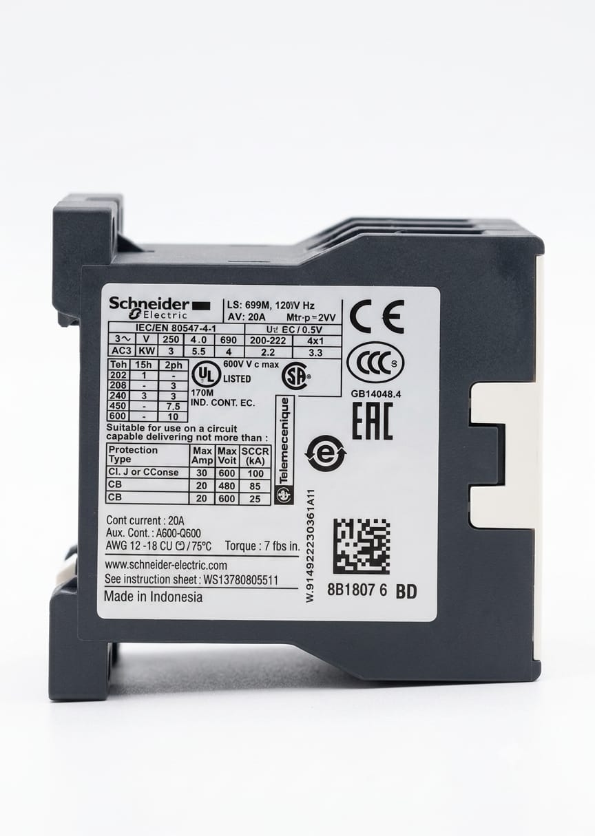 Contactor Schneider Electric TeSys K LP1K1210BD3 | 12 A | Bobina 24 VDC | 3 Polos