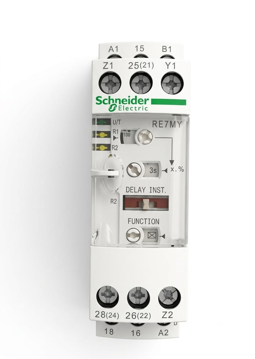 Relevador Temporizador Schneider Electric RE7MY13BU | 8 Funciones | 0.05–1 s | 24 VAC/DC / 110–240 VDC