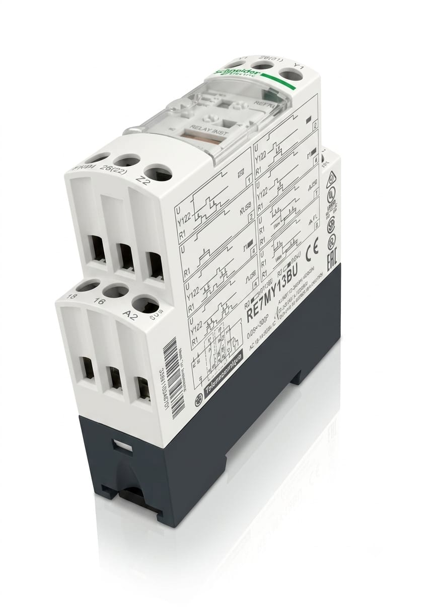 Relevador Temporizador Schneider Electric RE7MY13BU | 8 Funciones | 0.05–1 s | 24 VAC/DC / 110–240 VDC