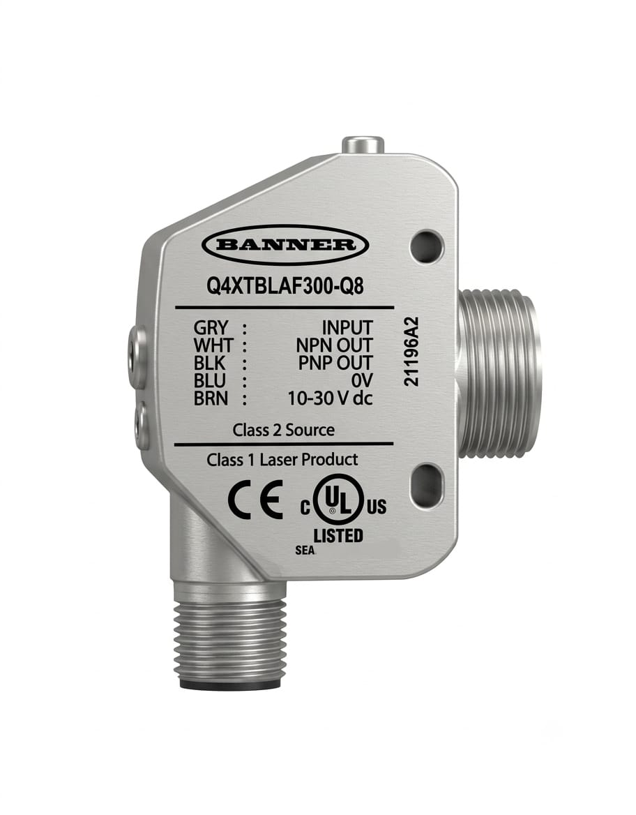 Banner Q4XTBLAF300-Q8 - Sensor Láser de Medición Industrial