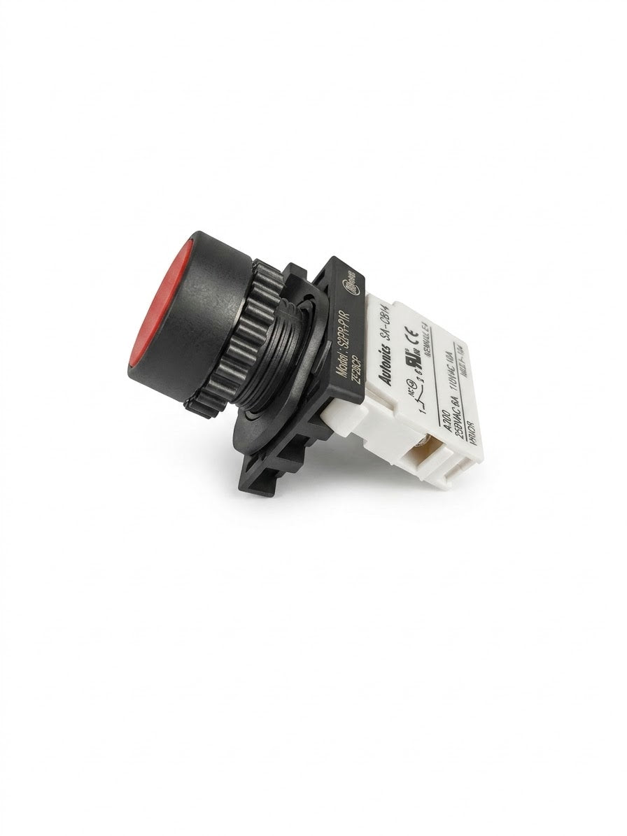 Botón pulsador Autonics S2PR-P1R rojo | No iluminado, Ø22/25 mm