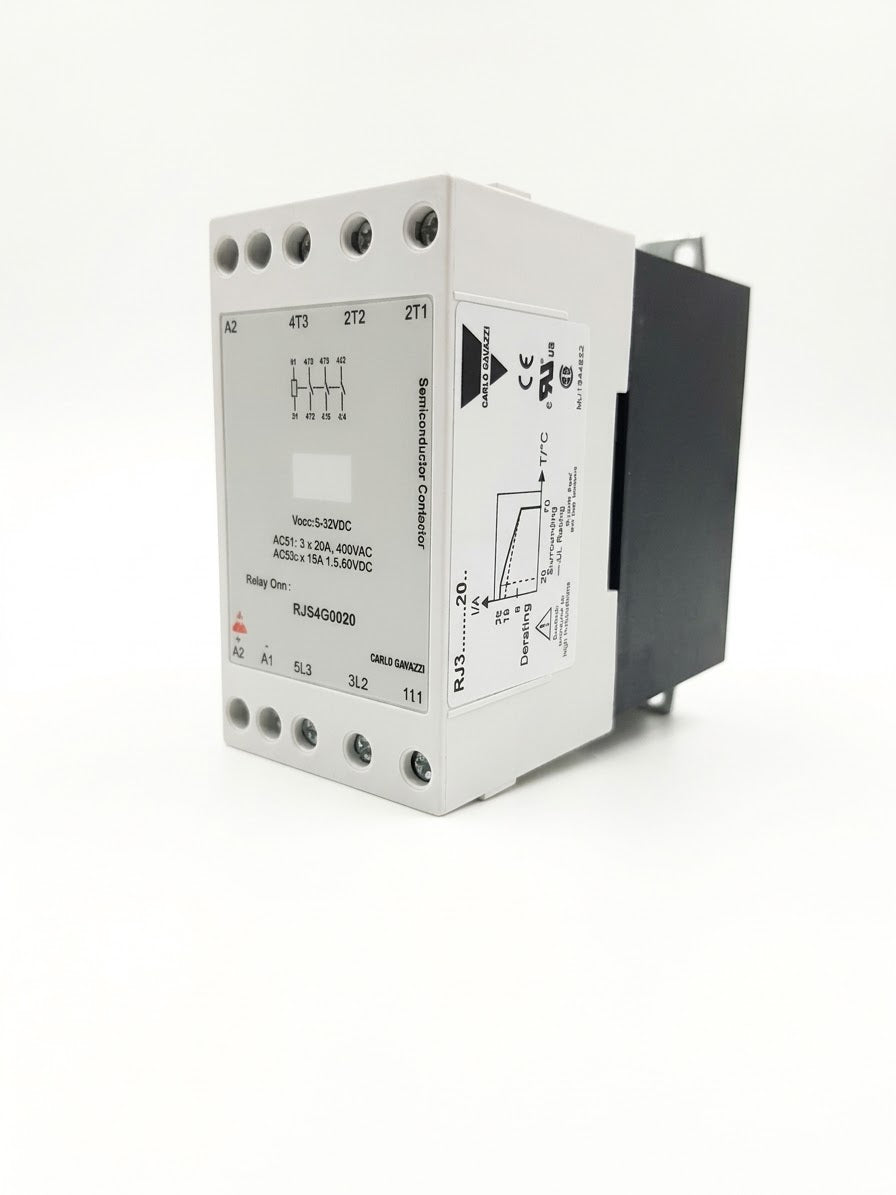 Relevador de estado sólido trifásico Carlo Gavazzi RJ3A60D20, 3 × 20 A, control 5–32 V CC