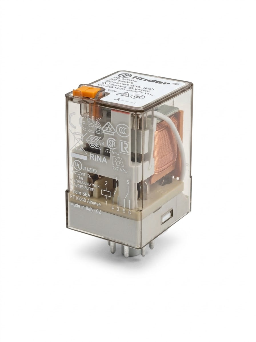 Relevador Finder 60.12.8.120.0040, DPDT, 10 A, bobina de 120 V CA, 8 pines