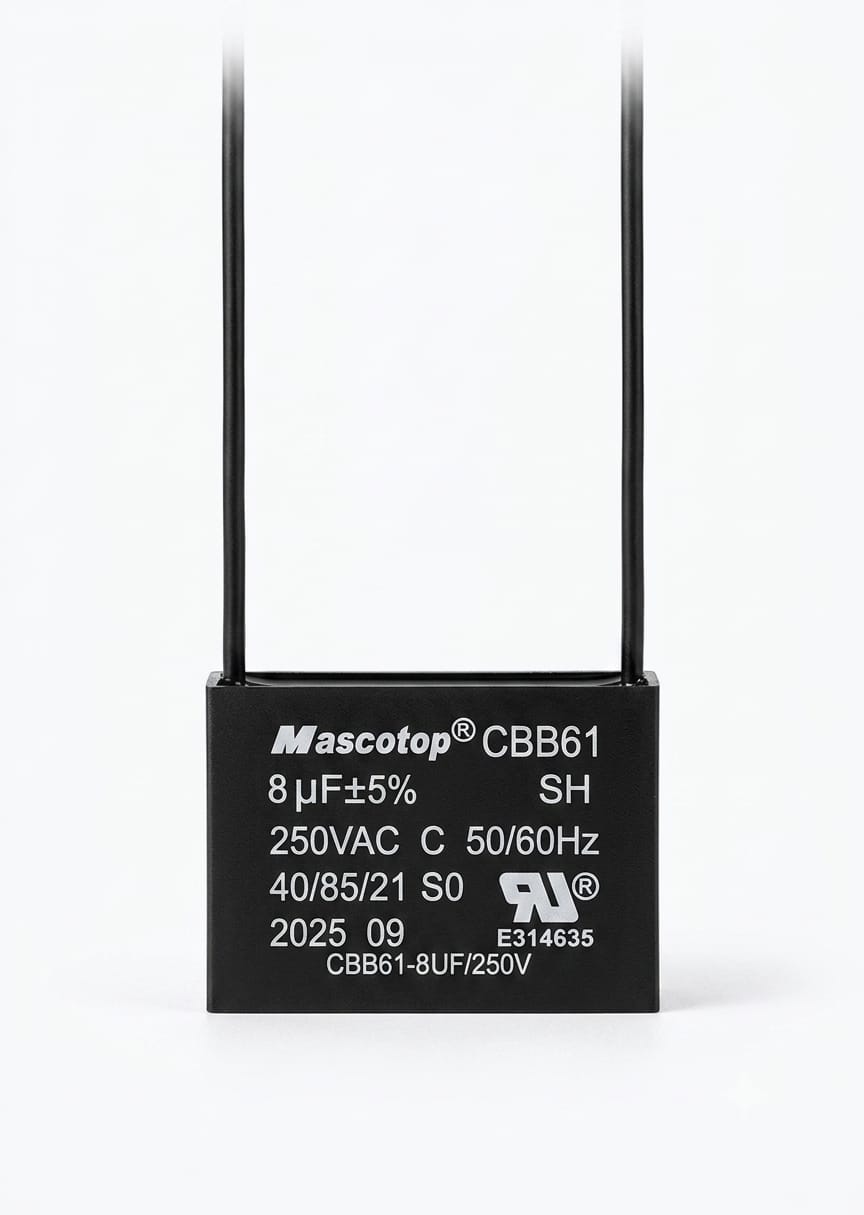 Capacitor CBB61 12µF 250VAC para Ventilador y Motor | 2 Cables